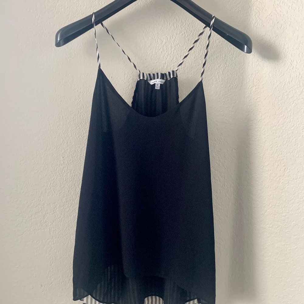 Black Tank Top with Striped Back